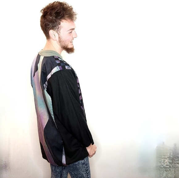 Vintage Salome Silk Checker Print Medium Hand Dyed Retro Artsy Colorful Jacket - Picture 4 of 16